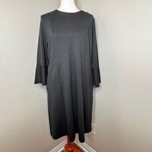 NEW! J. JILL Ponte Shift Dress MED 3/4 Flare Sleeves Midi Pockets Office Career‎